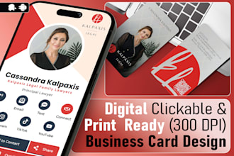 design clickable digital business card, and print ready card with qr code