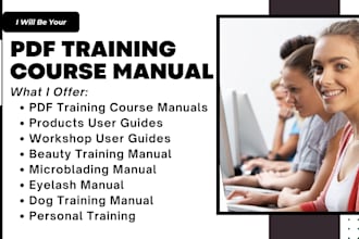 create pdf training course manual, sop, products user guide, workshop workbook