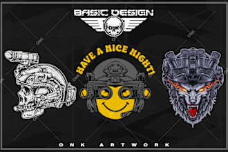 create hand drawn tactical themes for clothing