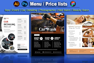 design menu, price list for spa, car detailing, salon,  etc