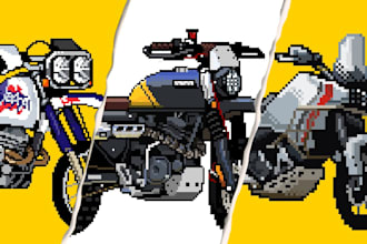 make cool motorcycle pixel art illustration for you
