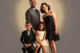 draw a realistic family or group portrait from a photo