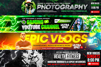 design youtube banner, thumbnail and full channel branding