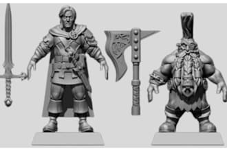 sculpts 3d model of 3d miniature, miniature painting, for 3d printing warhammer