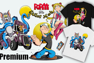 draw pop cartoon illustration design for your t shirt brand