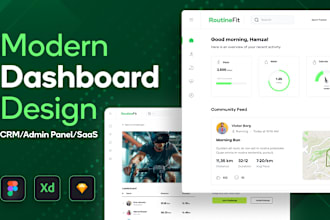 do modern dashboard design in figma for saas, admin panel, CRM and web app UI