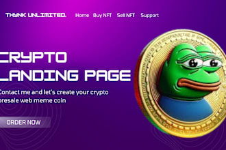 create meme coin presale website crypto landing page, token website , solana mem