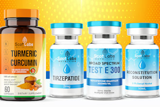 product label design and peptide sarms, supplements, vials, sprays