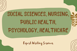 write on social sciences, nursing, public health, psychology, healthcare