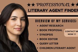 get you responsive literary agent and I will write query letter, book synopsis