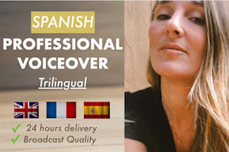 record a professional fluent spanish female voice over