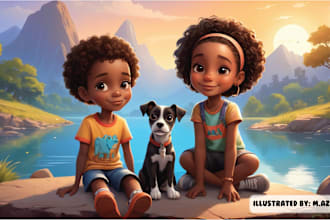 l draw african american children story book illustration
