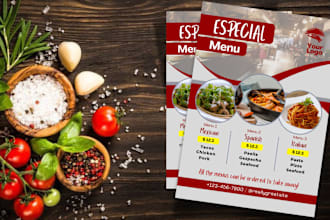 do restaurant menu,food poster, food flyer design,,