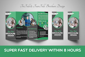 create a professional two fold or tri fold and four fold brochure designs