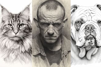 draw realistic pencil sketch, pencil drawing, portrait of anything in 1 day