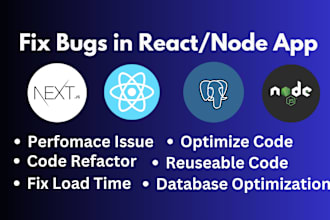 fix bugs in next js, node js and typescript web application
