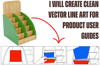 create clean vector line art for product user guides