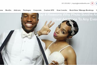design 360 photobooth or rental website with booking feature
