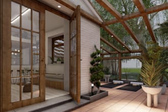 design house exterior, photorealistic rendering