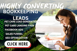 setup funnel bookkeeping landing page accounting design tax credit score leads