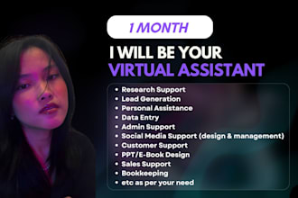 be your virtual assistant for 1 month, handling sales, CRM, social media