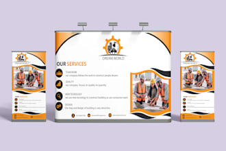 design trade show booth and backdrop banner for exhibition