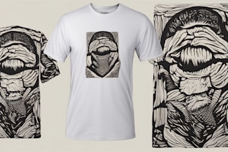create linocut t shirt design for brands