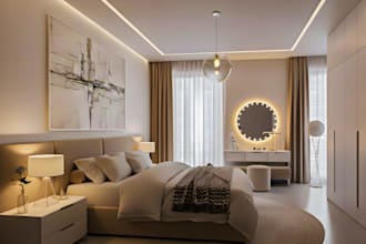 design a modern luxury bedroom interior with 3d rendering