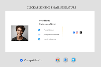 design clickable HTML email signature for gmail, outlook, and apple mail