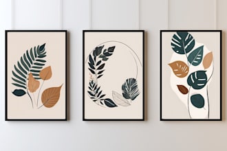 design printable abstract minimal boho wall art or poster