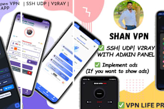 build open vpn ssh udp v2ray vpn app with admin panel