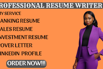 write banking resume, finance, investment, accounting and cover letter