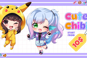 draw a chibi anime character, cute chibi for your oc, for pfp, fanart or sticker