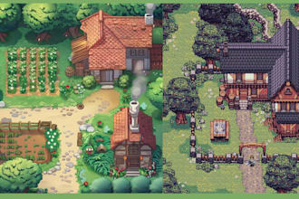 do top down pixel art tileset, game assets rpg maker, tile map, pixel tileset
