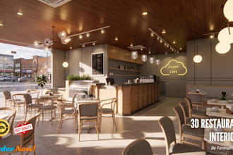 design 3d dental clinic, office and restaurant interiors