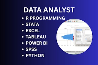 do data analysis in r, spss, stata, python, data cleaning, data visualization