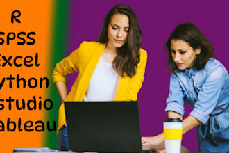 do statistical data analysis on r, rstudio, excel, tableau, and spss
