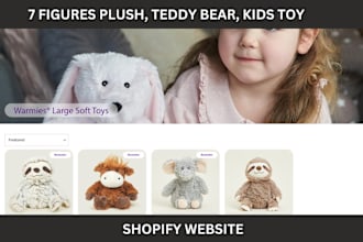build 7 figures teddy bear shopify store plushie ecommerce website baby toy sto