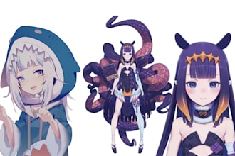 live2d vtuber model, anime chibi vtuber, pngtuber rig vrchat avatar furry vtuber