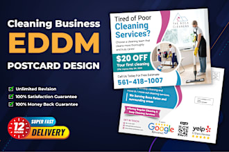 design cleaning service eddm postcard or cleaning business postcard in 24 hours