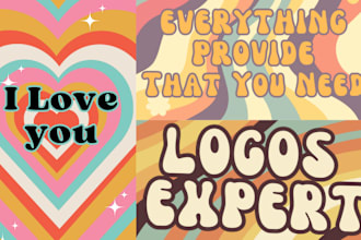 design 70s retro, hippie, funky font, 60s and t shirt logo