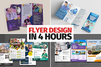 design business flyer, poster, bi, tri fold brochure, pamphlet, leaflet in canva