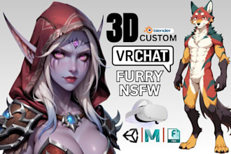 do optimize 3d vrchat furry avatar vrc avatar anime model avi for PC and quest
