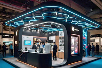 design 3d kiosk cafe kiosk retail exhibition stall booth trade cgi render