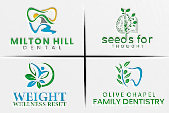 design unique dental, medical, wellness, health logo with copyright