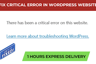 fix wordpress website critical error within 1 hour