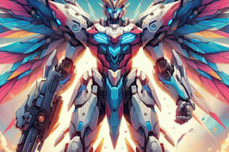 draw your gunpla, gundam or mecha robot art