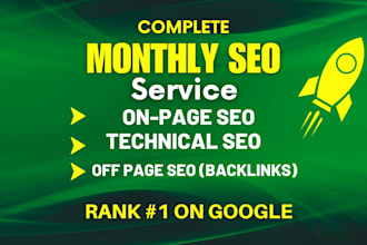 complete monthly SEO service for wordpress wix shopify squarespace webflow