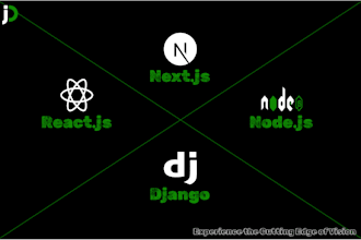 build business website using react js, next js, node js and python django