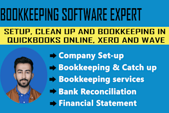 do setup, clean up and bookkeeping in quickbooks online, xero and wave